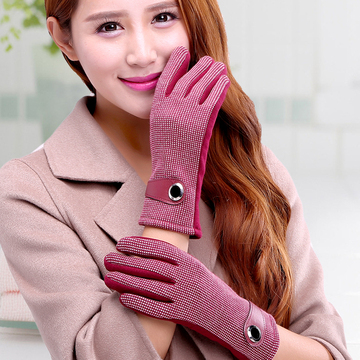 手套韩版女冬 可爱可触屏加厚绒里保暖女士手套冬季显瘦全指手套