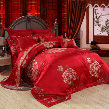 正品床罩韩式全棉刺绣花大红新婚庆十多件套结婚礼床上用品