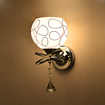 壁灯床头灯 现代简约创意led壁灯 墙壁客厅楼梯过道水晶卧室壁灯