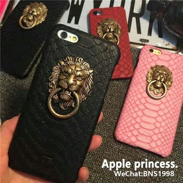 明星同款苹果6s手机壳蛇纹狮子头金属扣iphone5s/6plus保护套正品