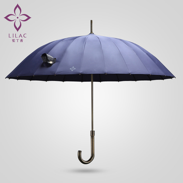 lilac紫丁香商务长柄伞 男士长柄伞24骨纯色直柄伞 自动晴雨伞