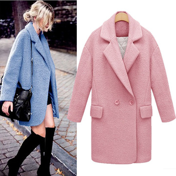 2015女装新款加厚羊毛呢外套女款修身粗花呢子大衣中长款冬季女装