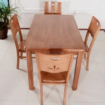 桦木餐台餐厅客厅4人餐桌椅现代简约实木方形镂空椅组合成套家具