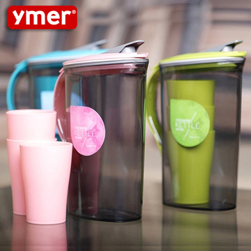Ymer时尚冷水壶5件套装 包邮塑料茶水壶大容量耐热密封防漏凉水壶