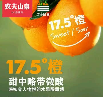 新鲜水果 农夫山泉17.5℃ 甜橙 脐橙 大橙子 新品冲钻特惠 5斤装
