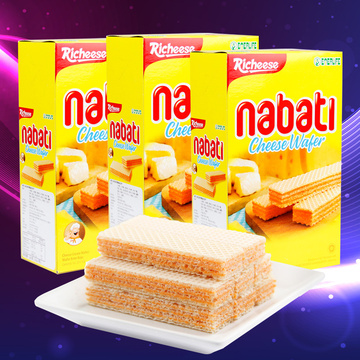 印尼进口纳宝帝nabati丽芝士奶酪威化饼干3盒组合包邮零食大礼包