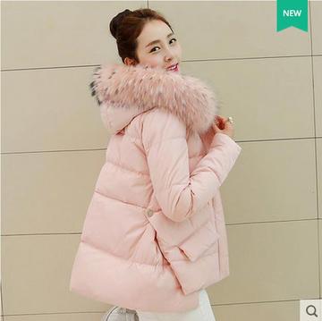 2015韩版女士新款冬季保暖外套短款a字型貉子毛大毛领羽绒服