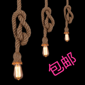 美式乡村简约创意复古麻绳灯餐厅咖啡厅个性服装店装饰麻绳吊灯饰