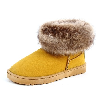 雪地靴女鞋短筒2015冬季新款仿狐狸毛女靴子冬季棉鞋棉靴冬靴包邮