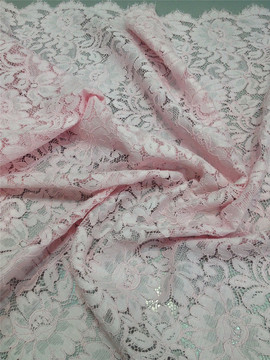 法国代购 浅粉色蕾丝 高级定制面料服装布料 m636