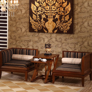 现代中式韵柳榆木单人沙发 全实木休闲椅 纯手工家具定做新品特价