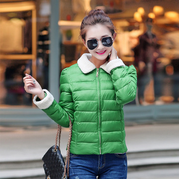 2015冬季装新品韩版修身显瘦羊羔毛棉衣短款外套羽绒服短款轻薄潮