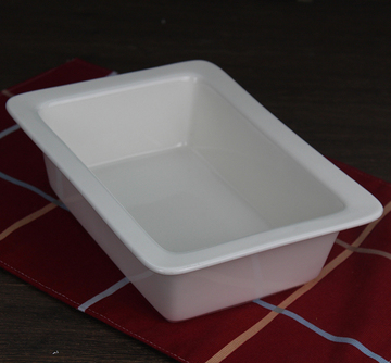 10英寸陶瓷烤盘 白色深盘 长方形小号焗饭盘  土司蛋糕烤箱模具