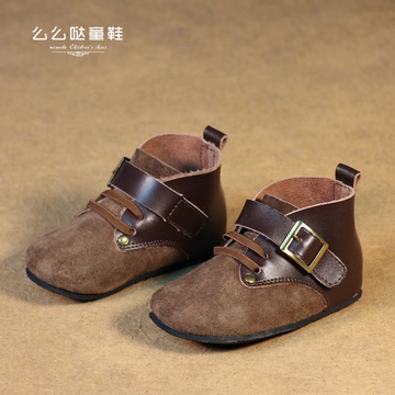 韩版儿童靴子女秋季冬季男童女童真皮小短靴宝宝魔术贴软底皮单靴