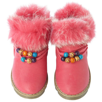 儿童鞋女童冬季保暖棉鞋公主女孩小童防滑毛绒短靴加绒皮面雪地靴