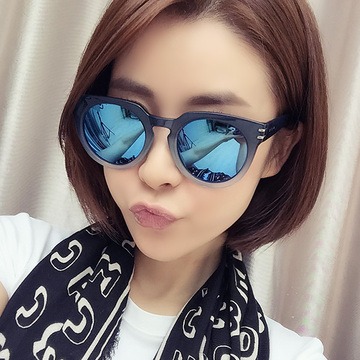 韩国潮男大框蓝色反光镀膜太阳镜潮女士墨镜明星同款防紫外线眼镜