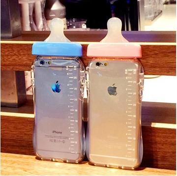 iphone6S手机壳苹果6plus卡通可爱奶瓶奶嘴5手机套透明保护套挂绳