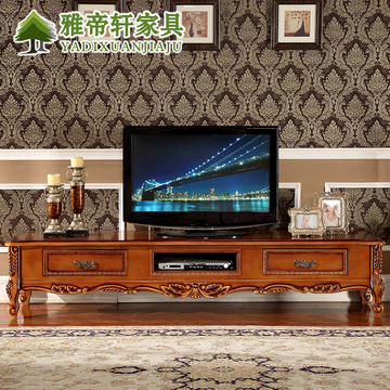 简约小户型欧式电视柜 美式客厅复古实木雕花电视机矮柜储物柜