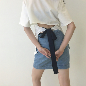 「Keiko&;&;s stylish 定制 」 夏装背后小心机绑带短袖T恤女