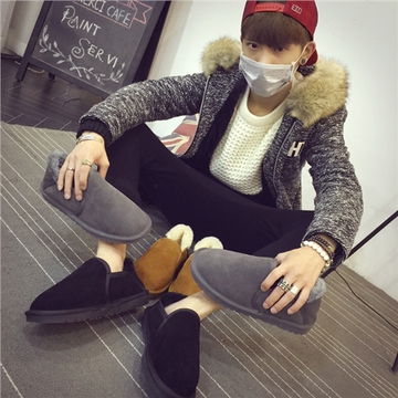 2015冬季新款韩版男士雪地靴短筒棉靴男加绒低帮保暖棉鞋男鞋子潮