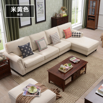 布艺沙发 美式沙发乡村转角沙发 组合欧式简约客厅家具小户型