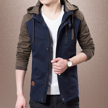 【天天特价】男士外套秋冬季夹克连帽修身型青年短款2016新款韩版