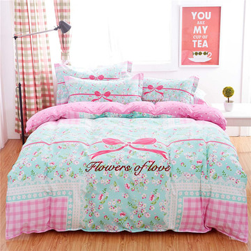 韩式家纺1.8纯棉三件套简约床上用品全棉4件套床单被套 四件套
