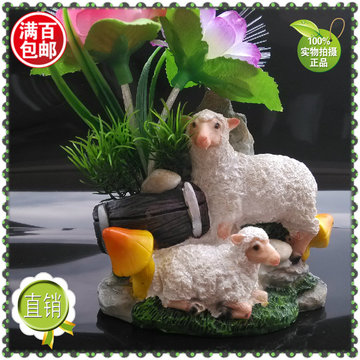 仿真花动植物盆景桌面摆件结婚生日礼物工艺品小装饰品(棉羊)
