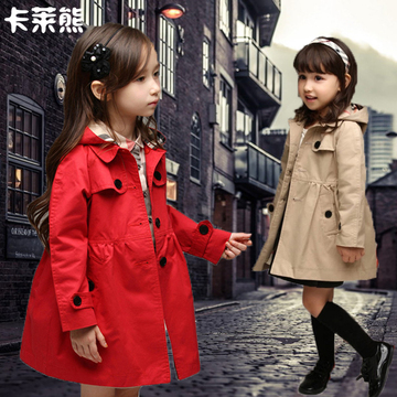 女童风衣外套中长款中大童2015新款加厚加棉秋冬季韩版儿童装棉衣