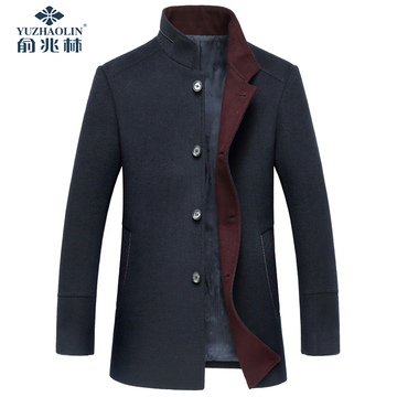 兆林2015冬中长款毛呢大衣 羊毛呢子大衣外套男士商务休闲上衣