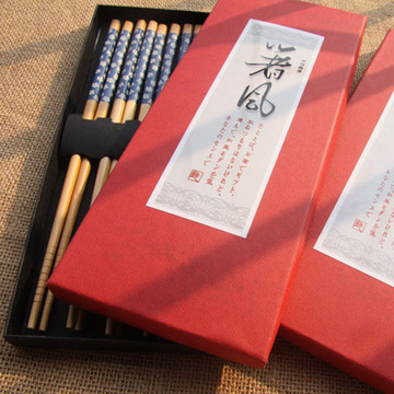 尚木日式和风筷子 5双套装礼盒竹木筷子 竹筷便携装结婚回礼品