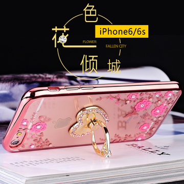 iphone6splus手机壳 苹果5支架6S卡通水钻软手机壳保护套硅胶超薄