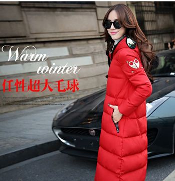 2015冬装新款韩版时尚修身显瘦长款羽绒棉衣棉服外套女长袖学生潮