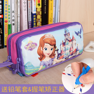 包邮日韩国版索菲亚简约大容量笔袋多功能笔盒帆布笔袋女学生儿童