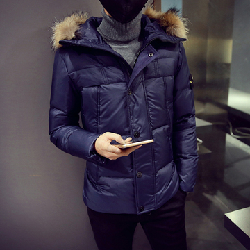 2015新款男士羽绒服潮男青年韩版修身保暖连帽加厚男装大码羽绒衣