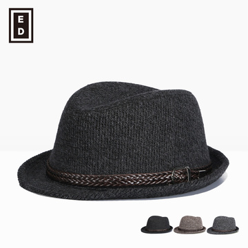 伊蒂尔秋冬新款帽子韩版男士时尚绅士爵士帽女士英伦卷边礼帽