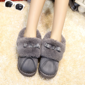 韩版2015冬季新款兔子毛毛雪地靴保暖加厚防滑平底套脚短筒靴
