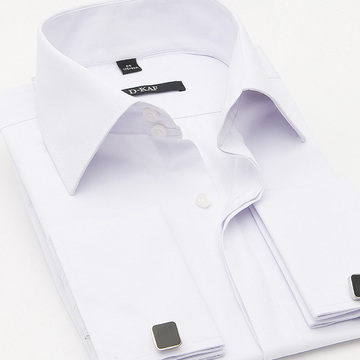 正品D-KAF 法式衬衫 袖扣衬衫 白色  掩门襟 无口袋送袖扣