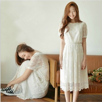 连衣裙子2015夏季新款显瘦中裙韩国学生中长款修身雪纺过膝沙滩裙