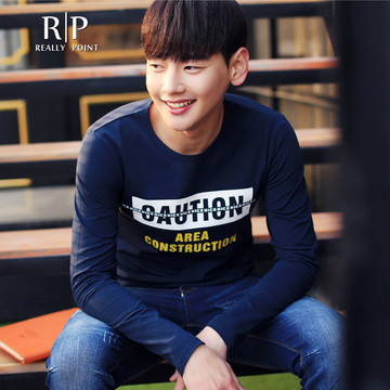 2016年春季新品爆款 韩版男装 纯棉男式长袖T恤