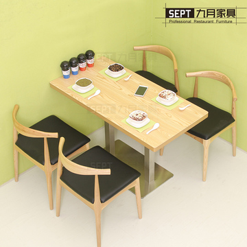 厂家批发 1米2 原木色 长桌 定做 桌椅组合 奶茶 甜品店 咖啡桌椅