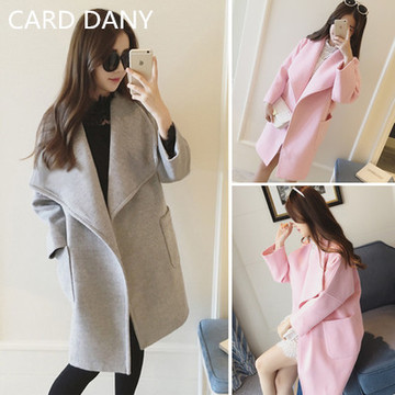 CARD DANY 2015秋冬新款韩版时尚大牌呢大衣风衣外套女