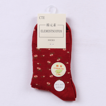 棉元素正品女袜子 女士粘纤防臭短袜甜美可爱秋季中厚款袜T20157