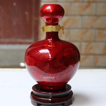 景德镇1斤装陶瓷酒瓶 一斤装红色水晶釉陶瓷白酒坛子 婚庆酒具