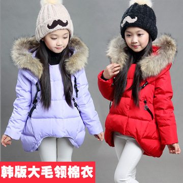 女童棉衣棉袄2015新款中长款加厚中大儿童冬装外套韩版童装厚棉服