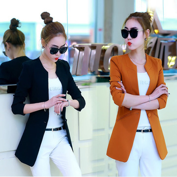 特价小常规中长款新款代发年秋季纯色韩版棉职业拼接西装OL长袖