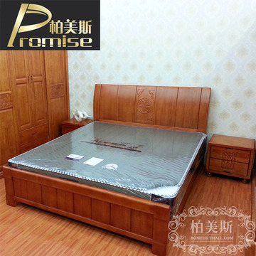 天然橡木实木床1米8双人床婚床原木色简约现代环保卧室特价
