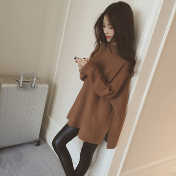 2015新款秋冬装韩版保暖显瘦针织衫中长款套头半高领毛衣女蝙蝠衫