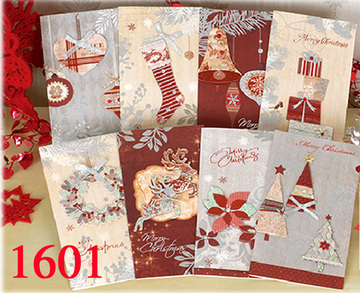 1601怀旧贴片圣诞卡，立体贴片，圣诞贺卡祝福卡，随机发货更便宜