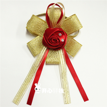 手工韩式新娘手腕花 丝带缎带立体玫瑰手环花 婚庆新娘丝带手花